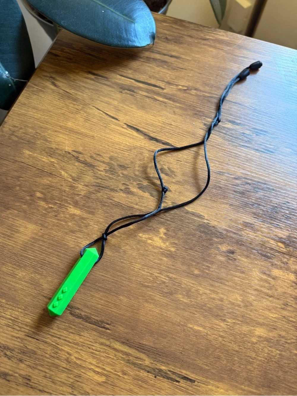 Bright Green Pendant kids chewing Necklace on Black Cord